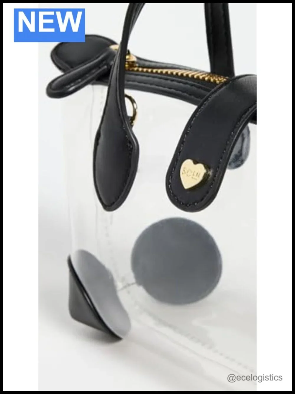 Clear Vinyl Crossbody Bag with PU Leather Trim, Adjustable Strap